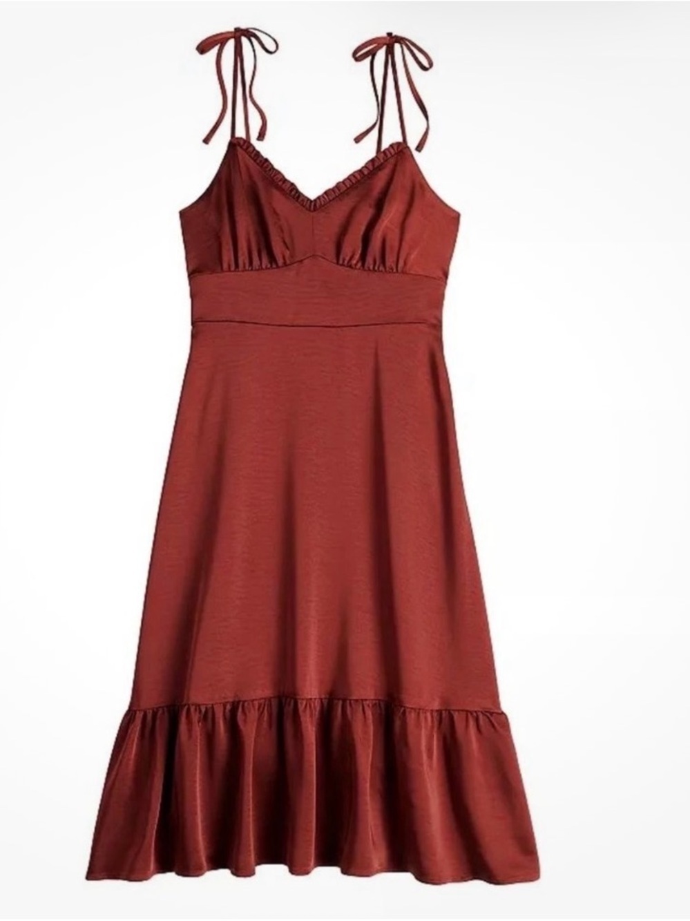 NWT Nine West Rust-Red/terracota ish Satin Cowl Neck Slip Dress size M